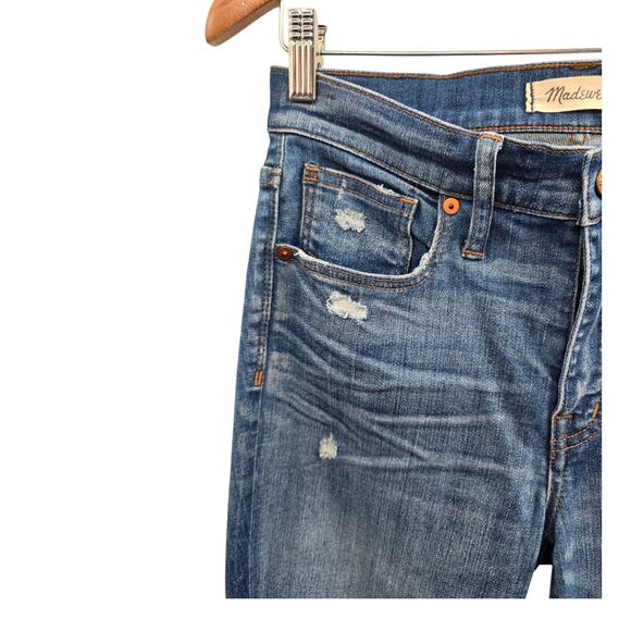 Madewell Jeans Women 27 Blue Skinny High Rise Stretch Destroyed Distressed Denim - Picture 9 of 13